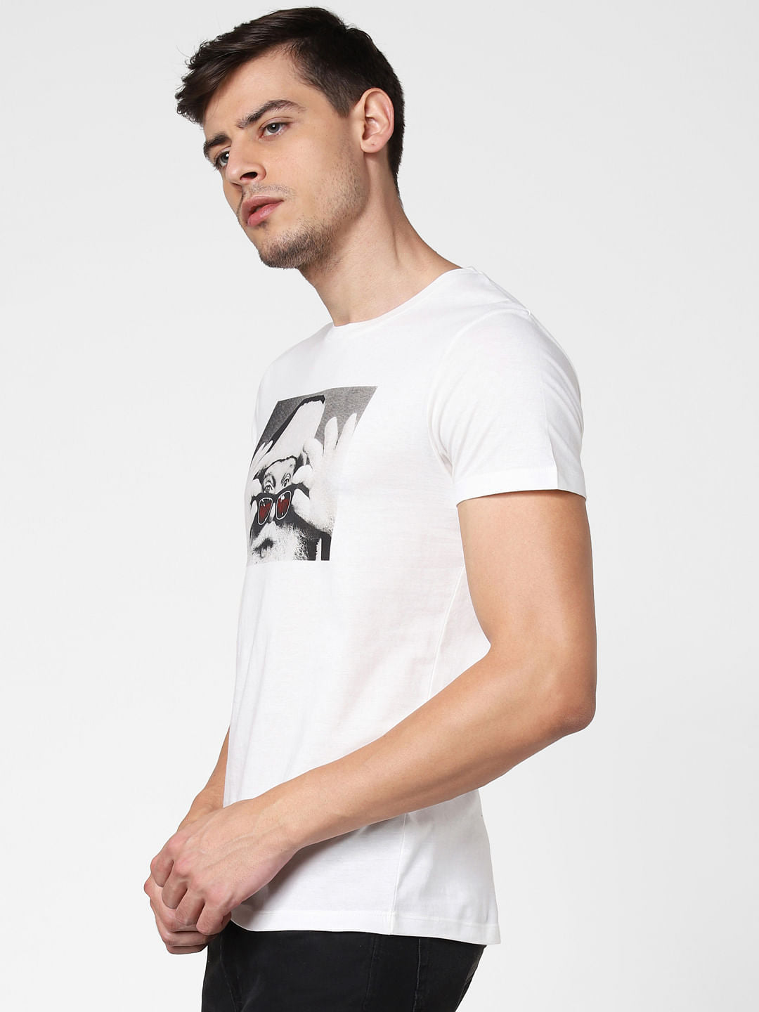 White Graphic Print Crew Neck T-Shirt