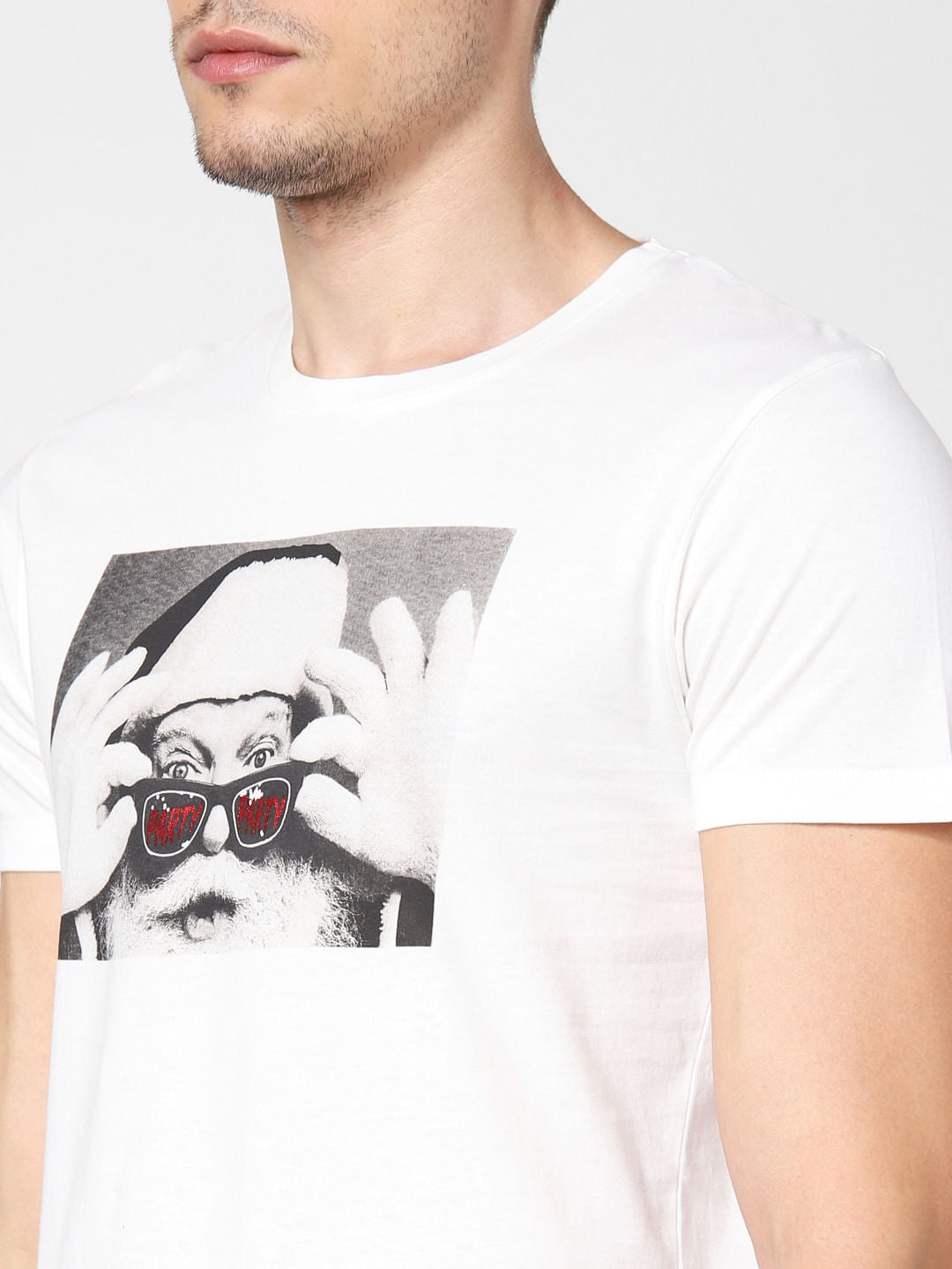 White Graphic Print Crew Neck T-Shirt