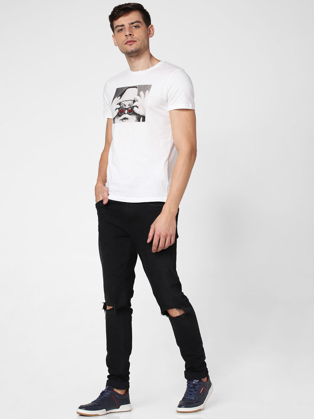 White Graphic Print Crew Neck T-Shirt