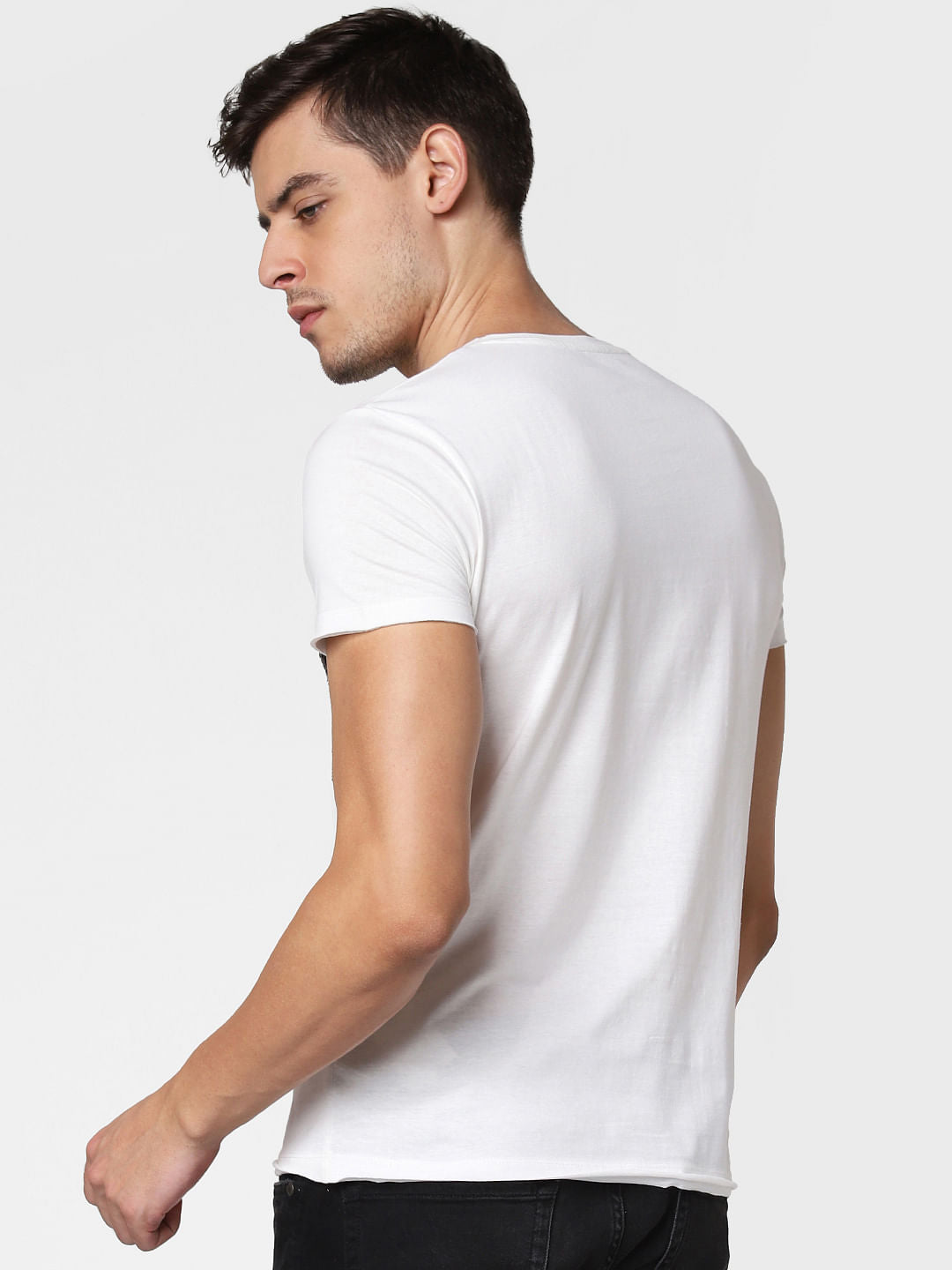 White Embellished Crew Neck T-shirt
