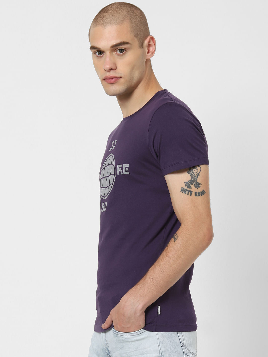 Purple Graphic Print Crew Neck T-Shirt