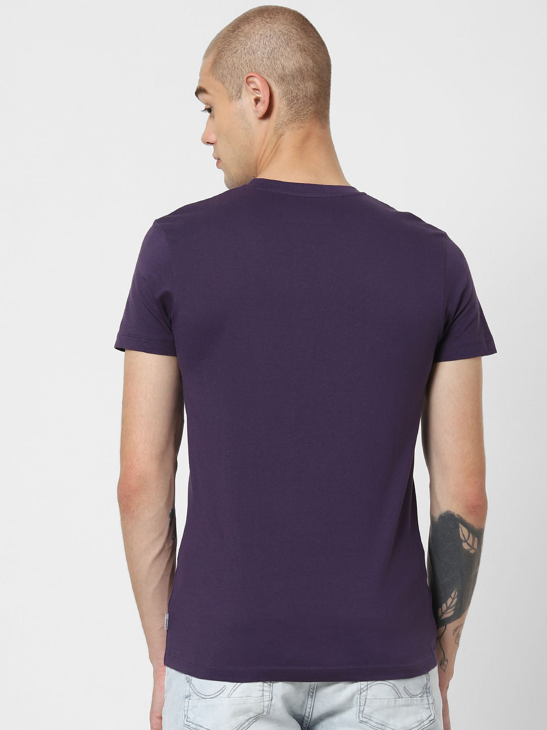 Purple Graphic Print Crew Neck T-Shirt