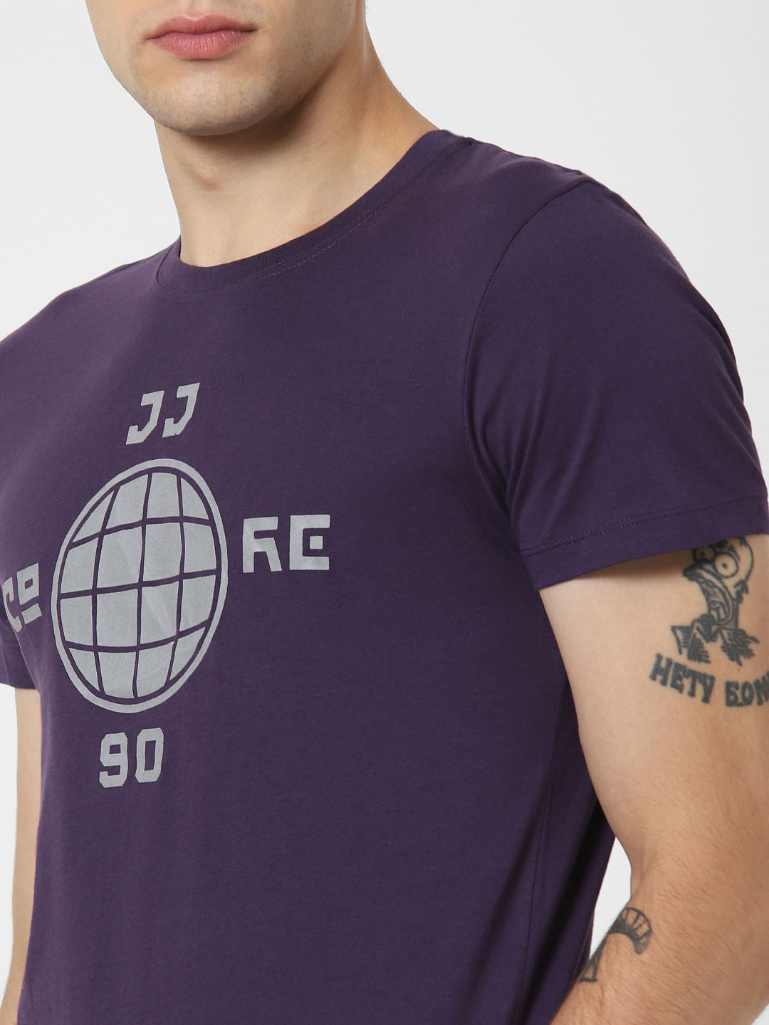Purple Graphic Print Crew Neck T-Shirt
