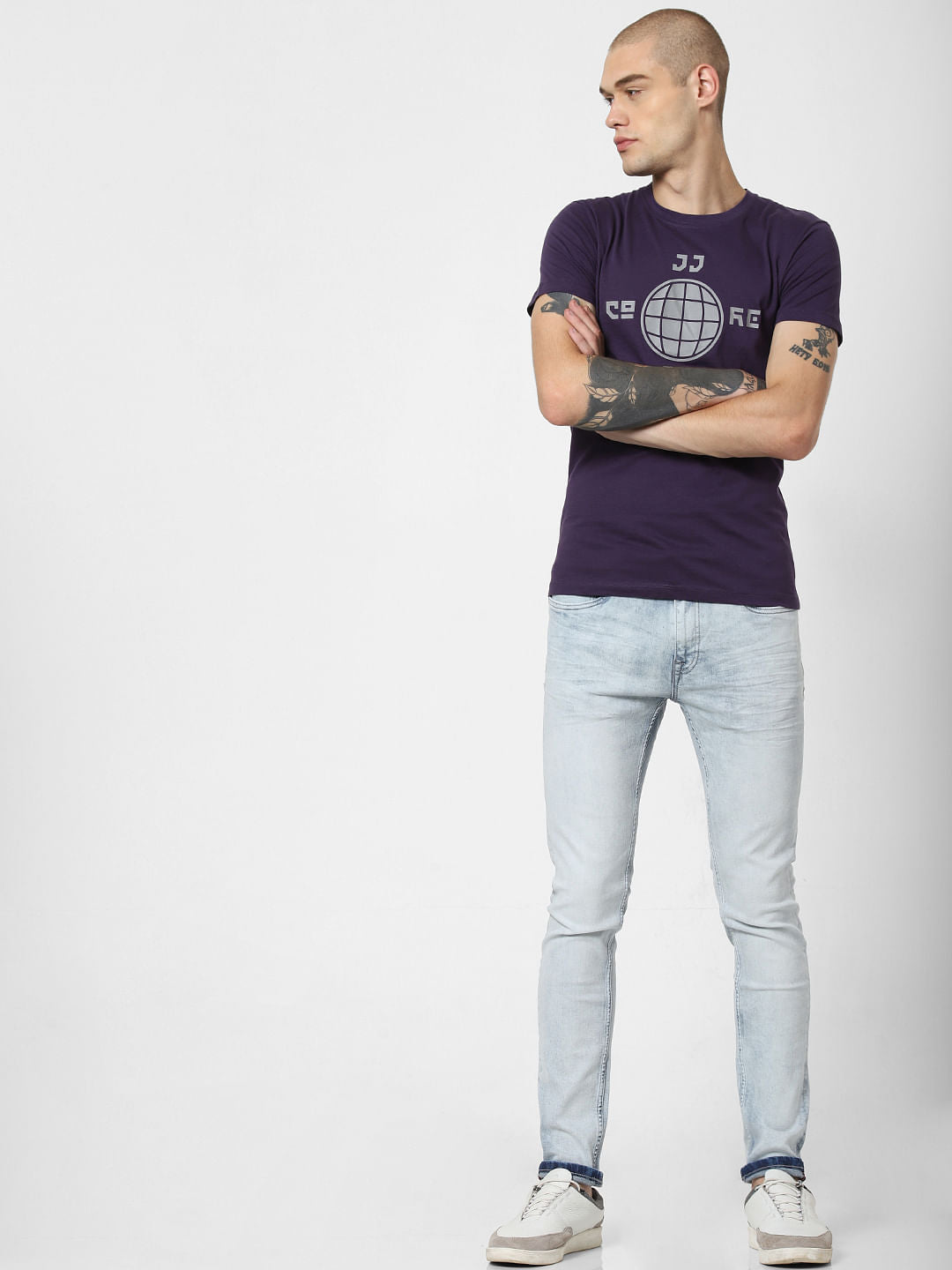 Purple Graphic Print Crew Neck T-Shirt