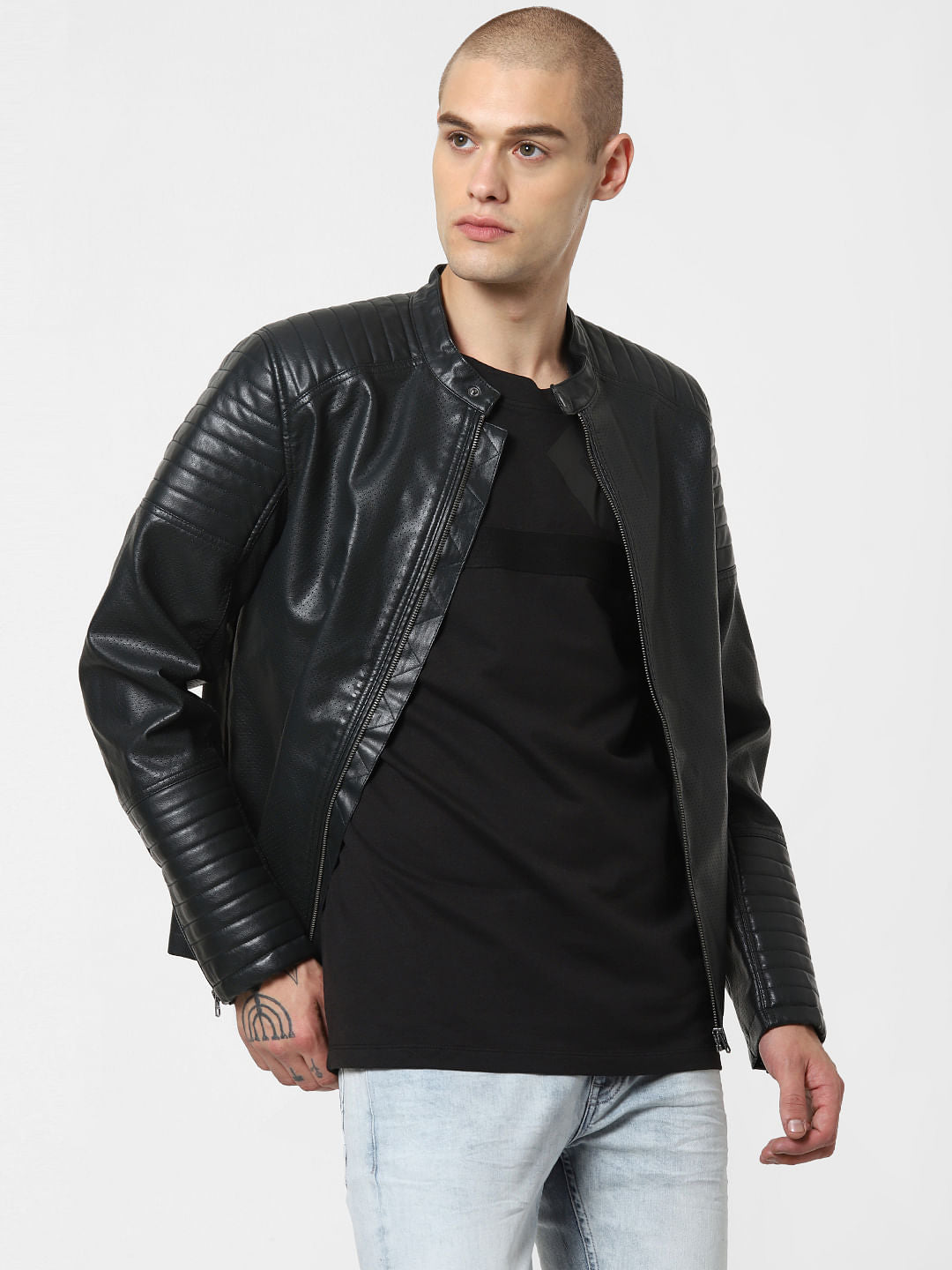 Black Tape Detail Crew Neck T-Shirt - S