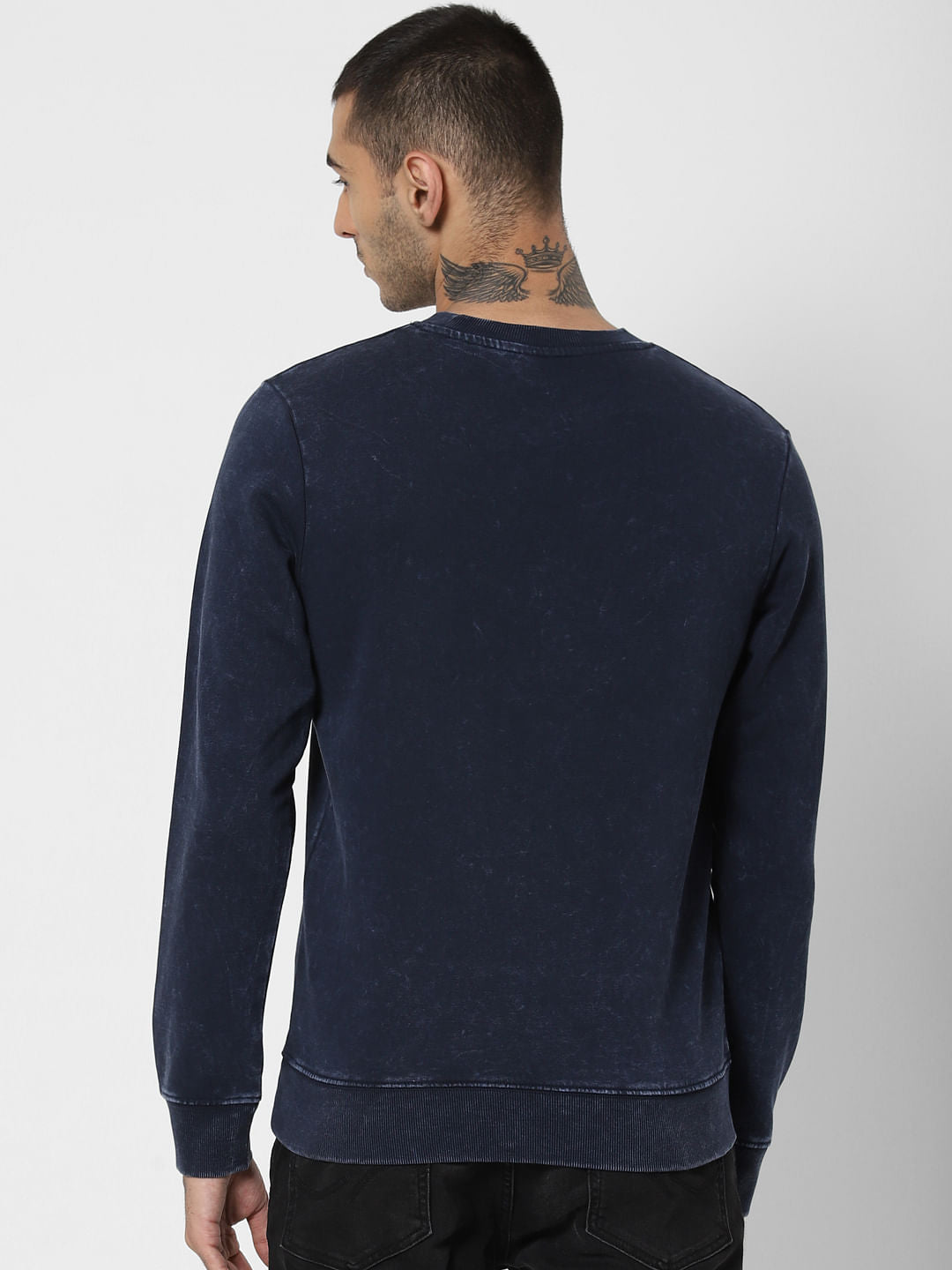 Blue Washed Graphic Print Sweatshirt