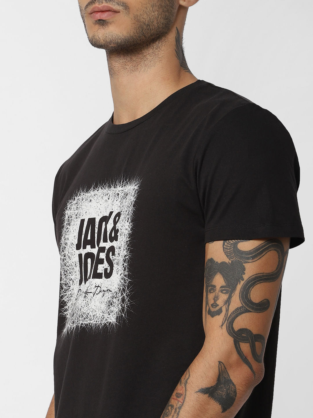 Black Logo Print Crew Neck T-Shirt