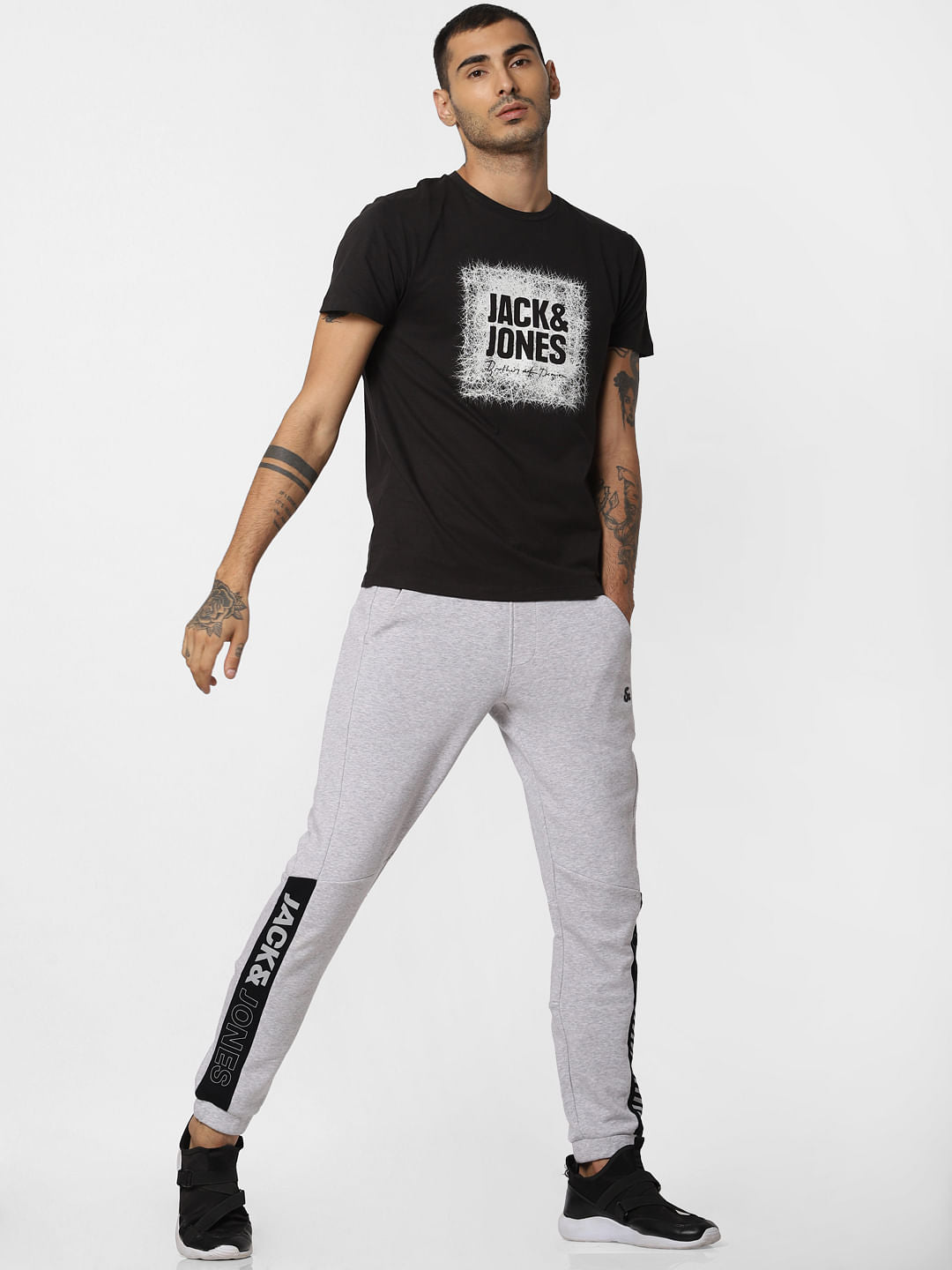 Black Logo Print Crew Neck T-Shirt
