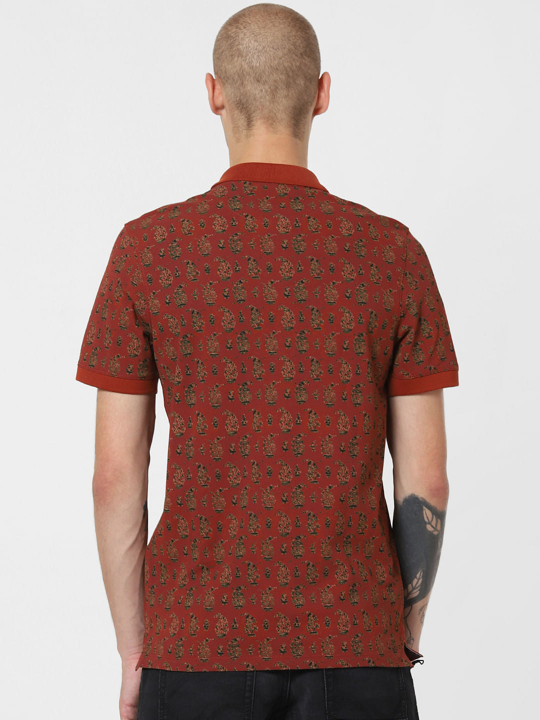 Brick Red All Over Print Polo T-Shirt