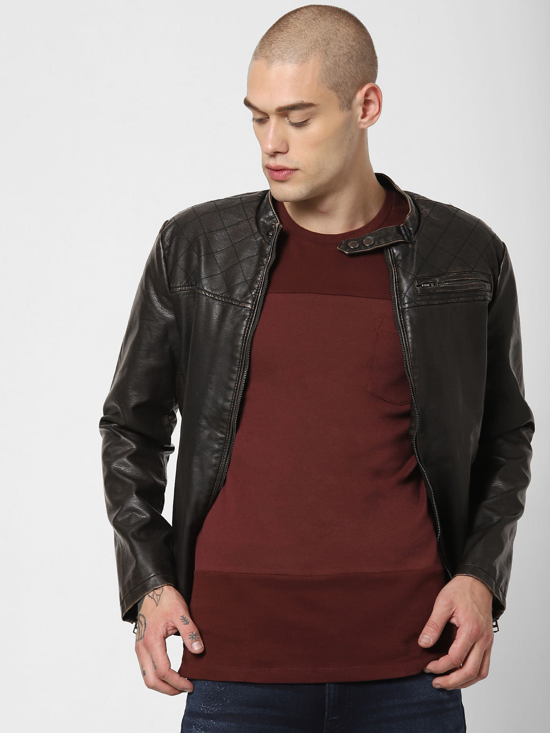 Burgundy Crew Neck T-shirt - S