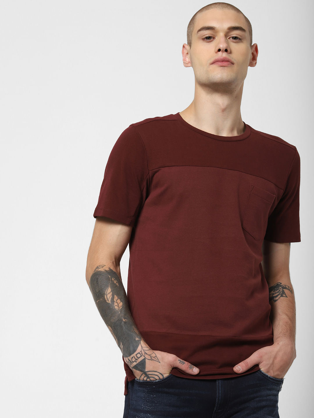 Burgundy Crew Neck T-shirt