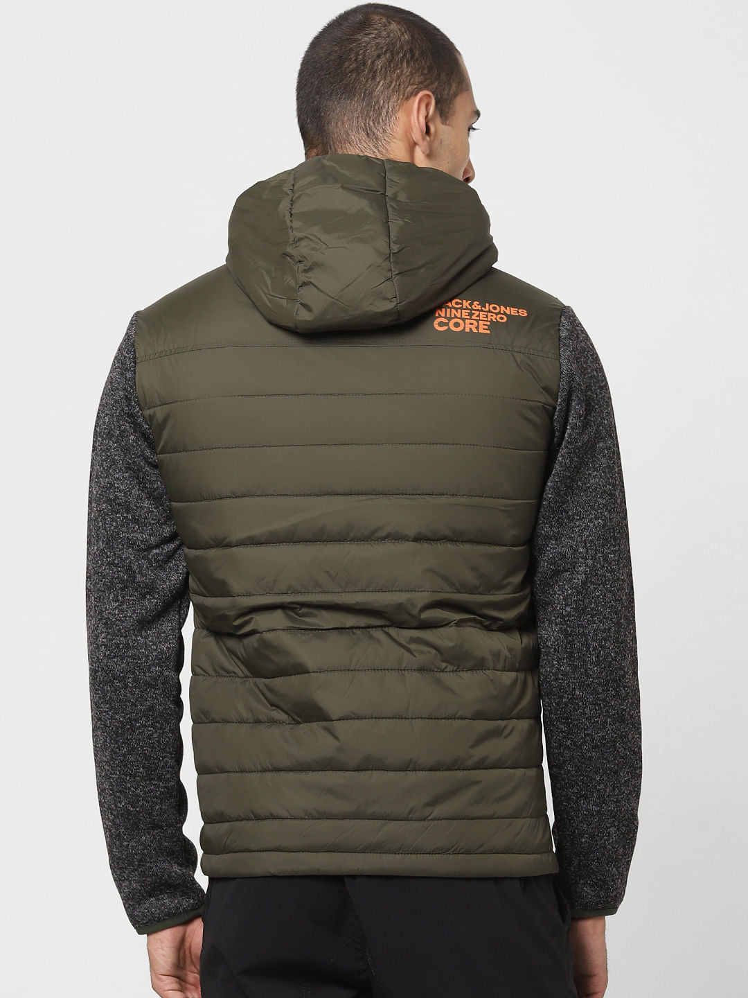 Green Colourblocked Puffer Jacket
