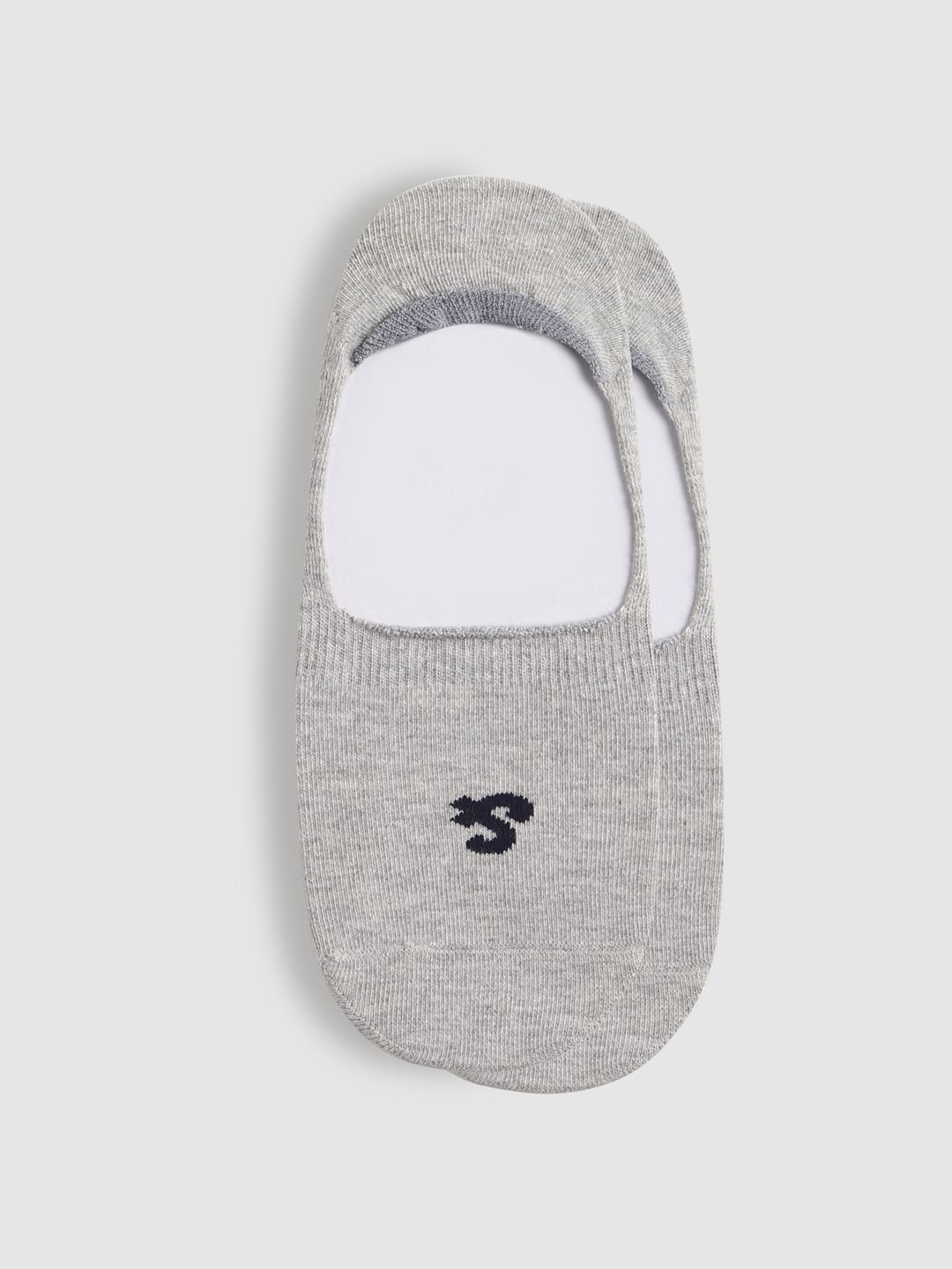 Light Grey Logo Print No Show Socks - ONE