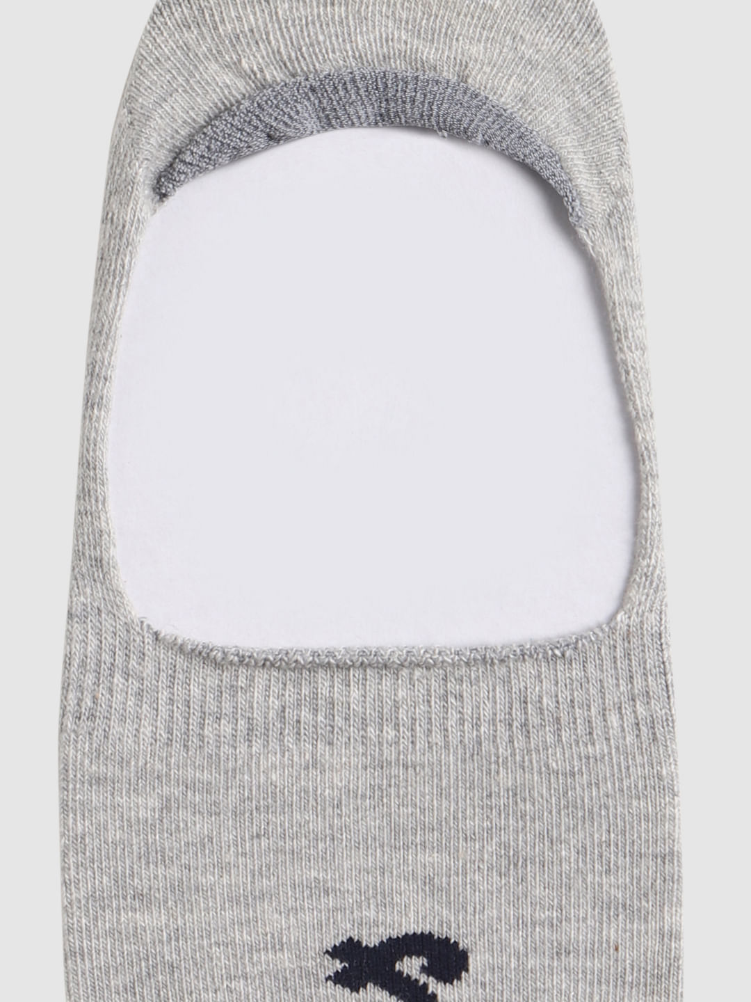 Light Grey Logo Print No Show Socks