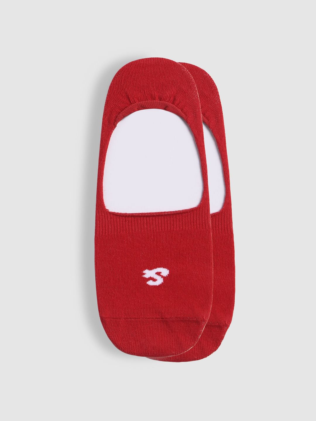 Red Logo Print No Show Socks - ONE