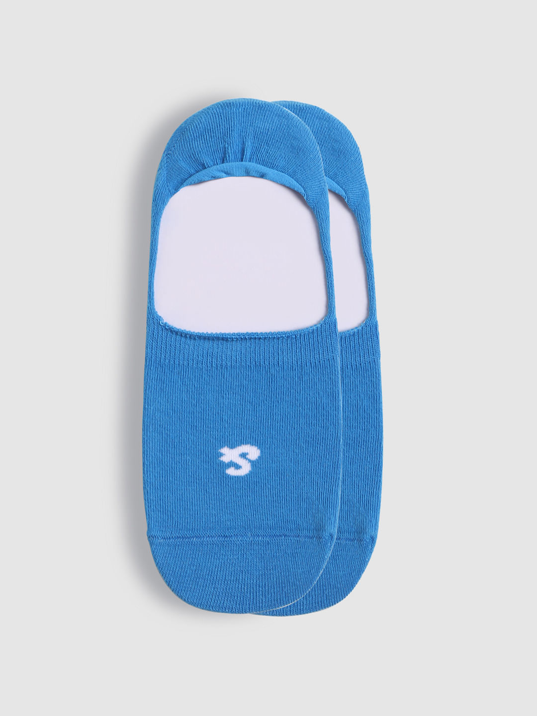 Blue Logo Print No Show Socks