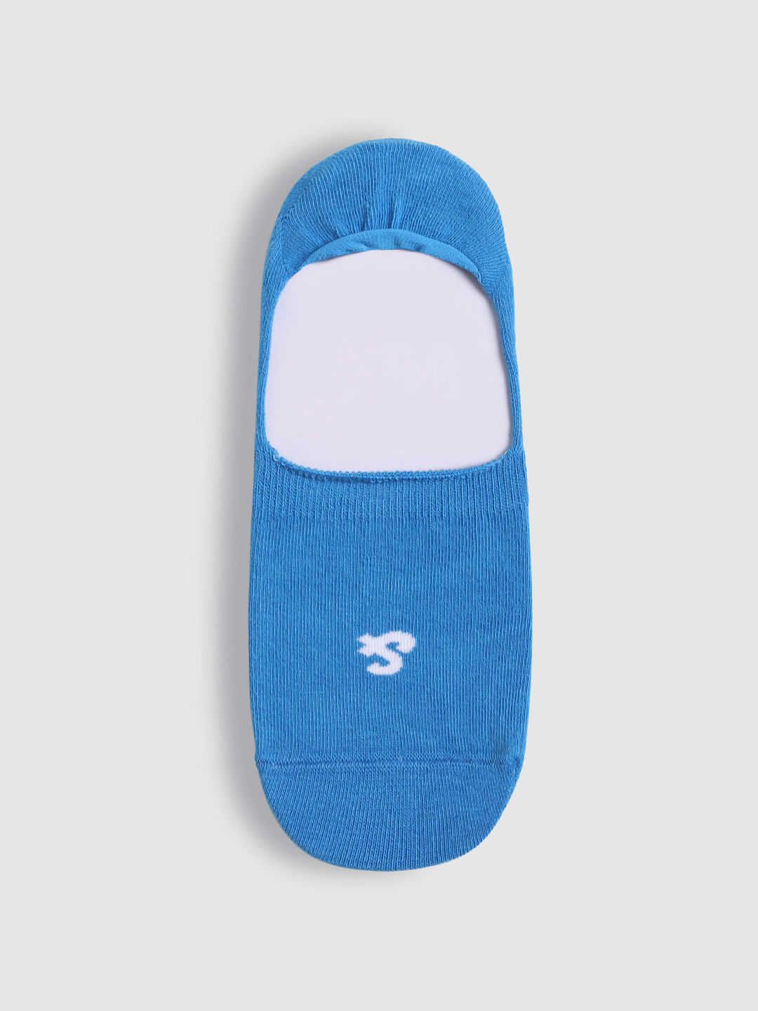 Blue Logo Print No Show Socks