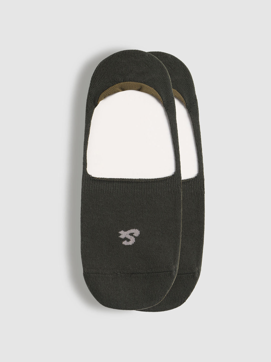 Green Logo Print No Show Socks - ONE