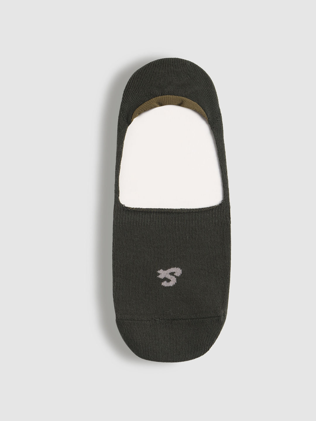 Green Logo Print No Show Socks
