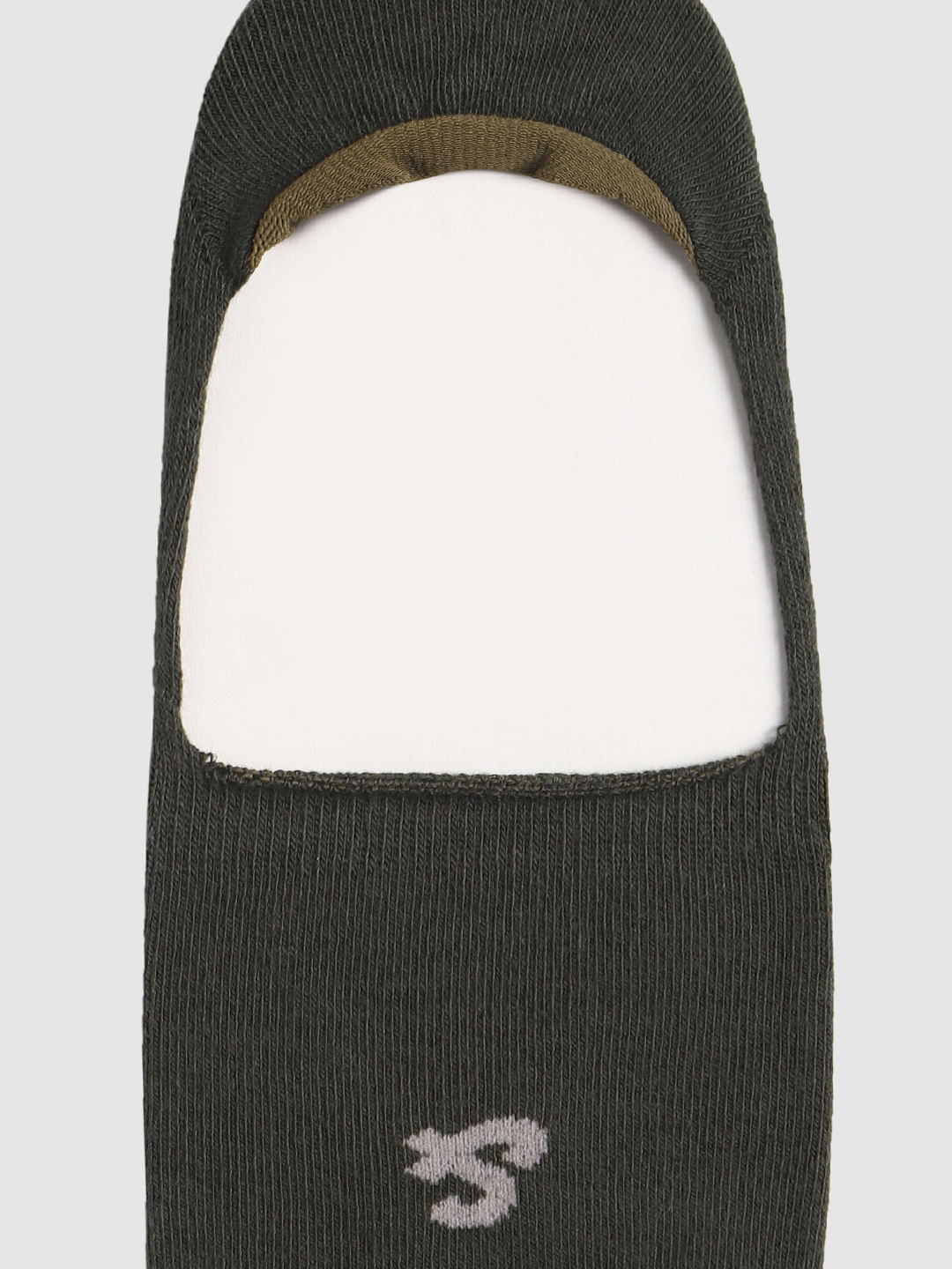 Green Logo Print No Show Socks