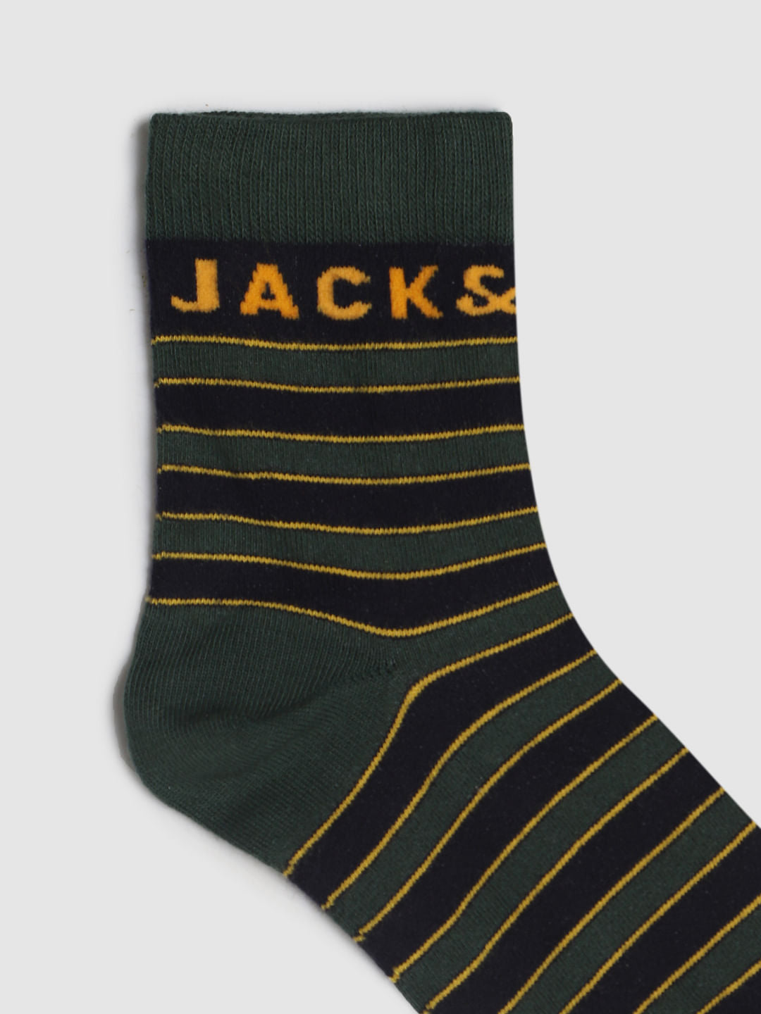 Green Striped Mid Calf Length Socks