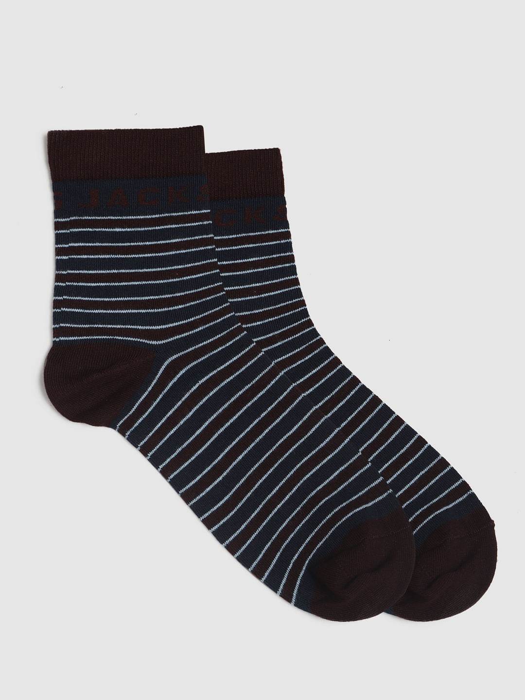 Maroon Striped Mid Calf Length Socks - ONE