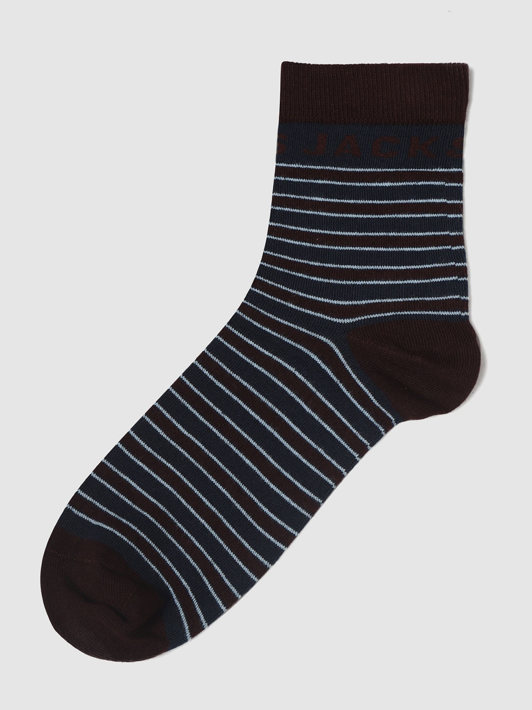 Maroon Striped Mid Calf Length Socks