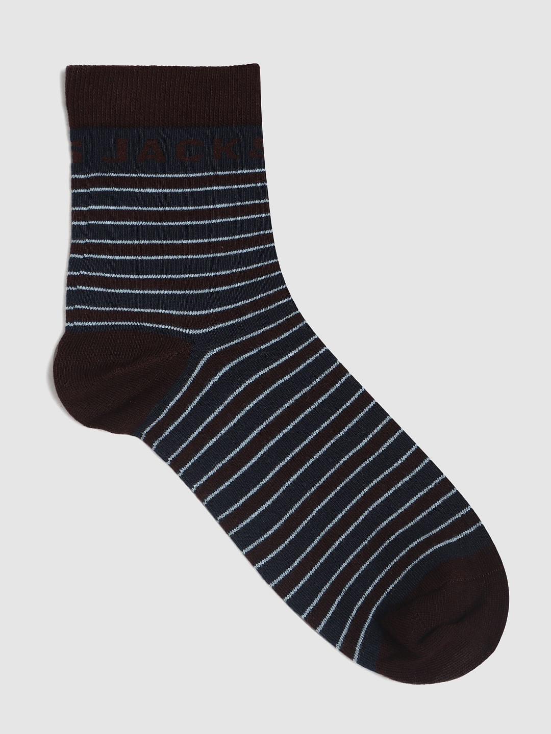 Maroon Striped Mid Calf Length Socks
