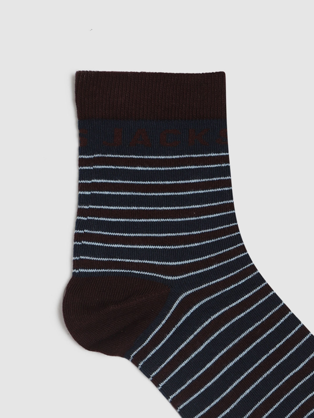 Maroon Striped Mid Calf Length Socks