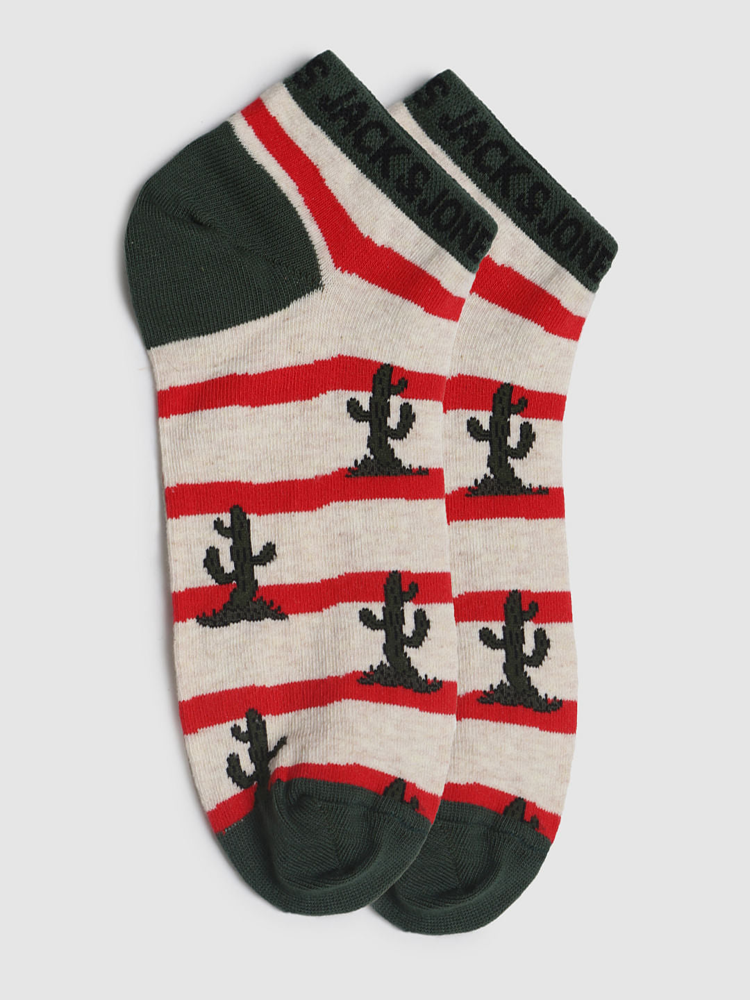 Green Striped Ankle Length Socks - ONE