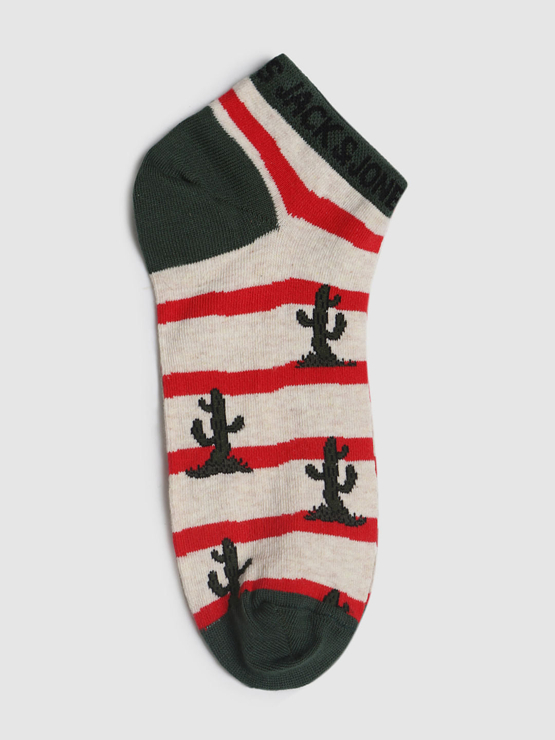 Green Striped Ankle Length Socks