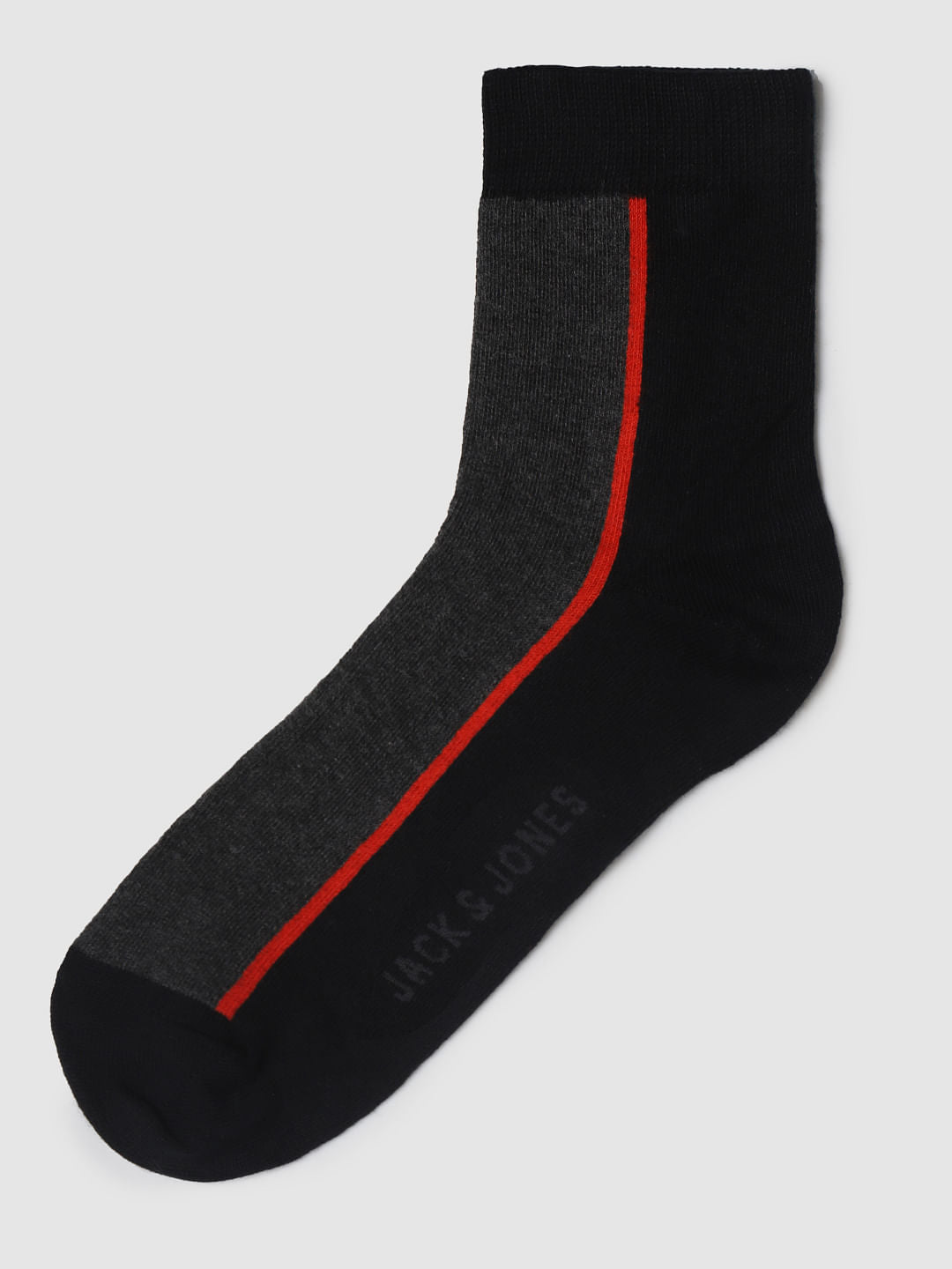 Black Colourblocked Mid Calf Length Socks