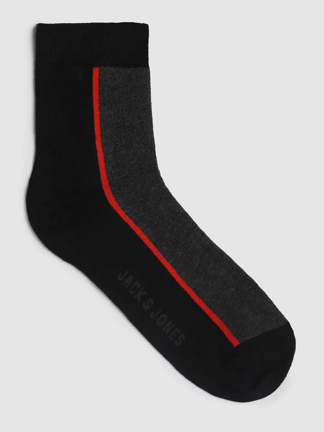 Black Colourblocked Mid Calf Length Socks