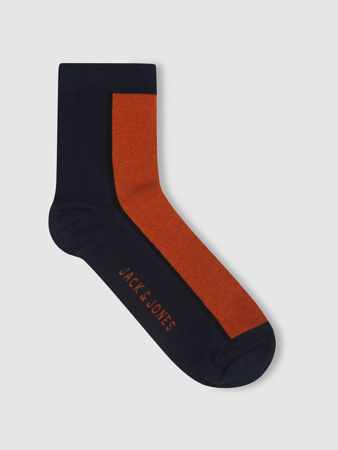 Navy Blue Colourblocked Mid Calf Length Socks