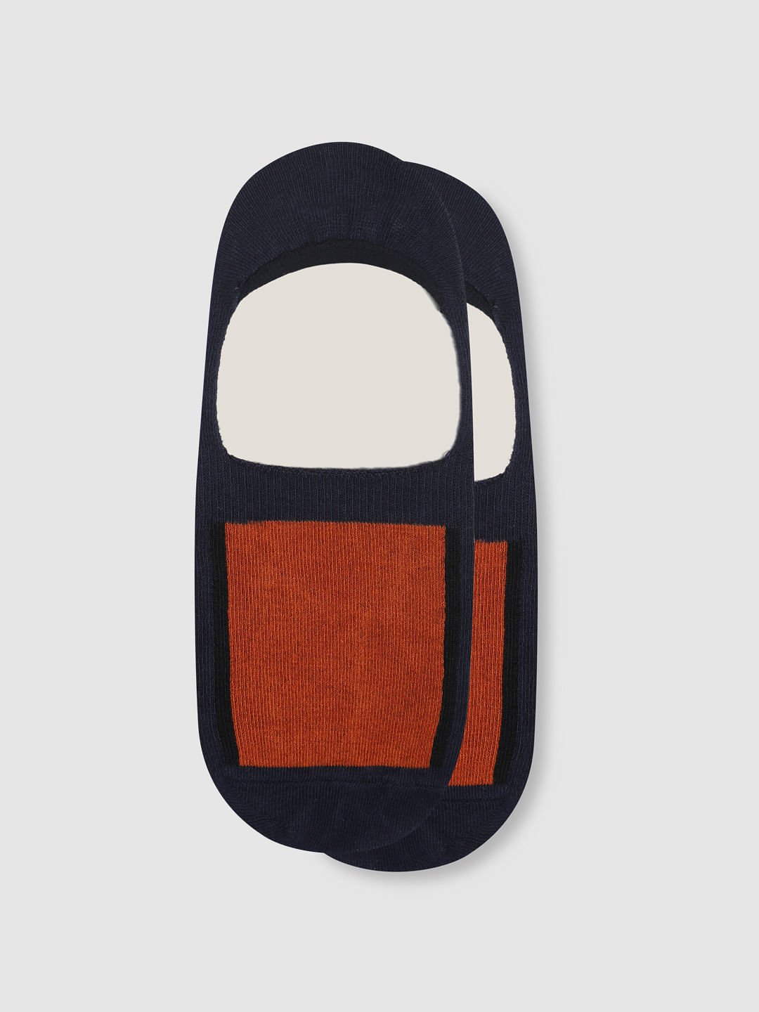 Navy Blue Colourblocked No Show Socks - ONE