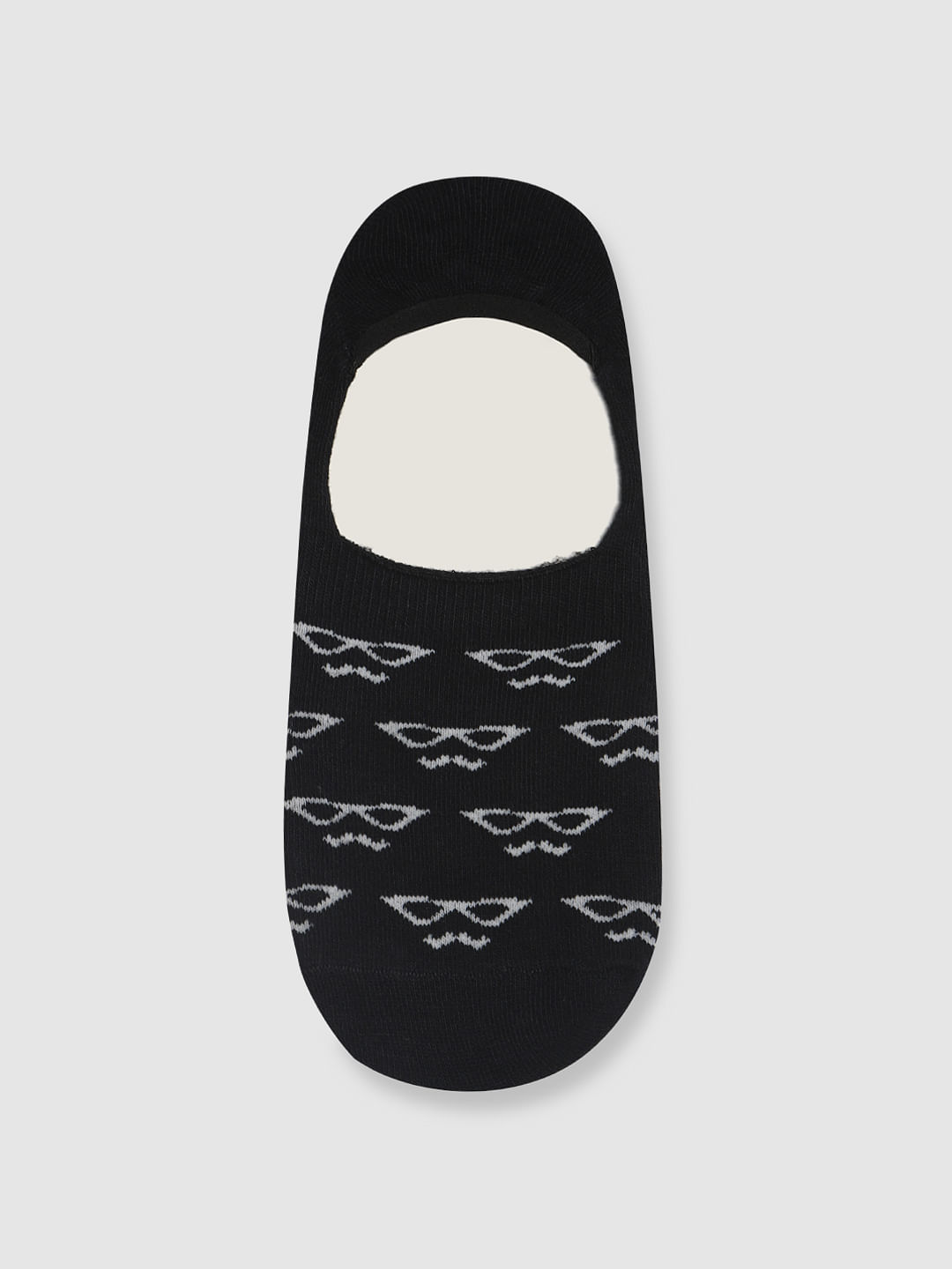 Black Printed No Show Socks