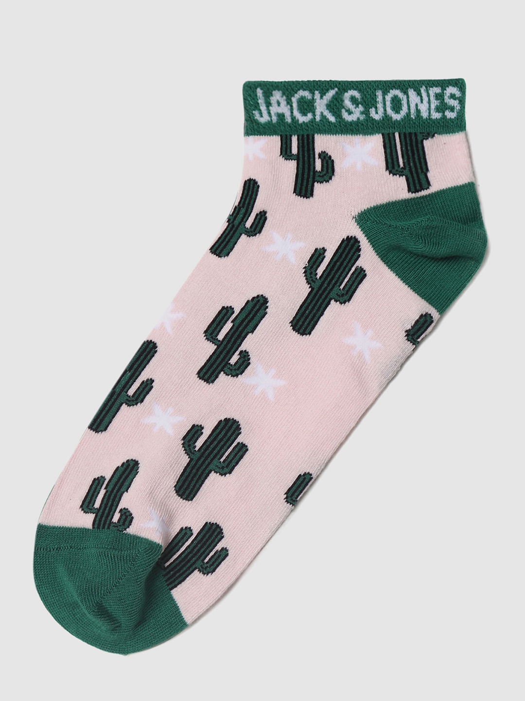 Pink Cactus Print Ankle Length Socks