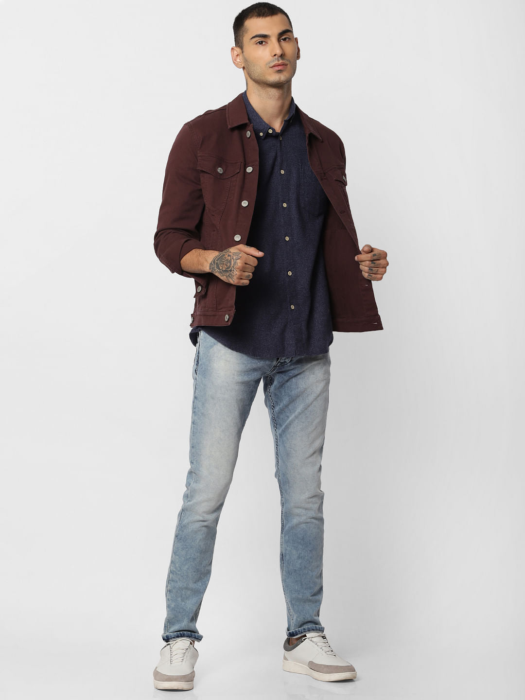 Navy Blue Printed Full Sleeves Shirt