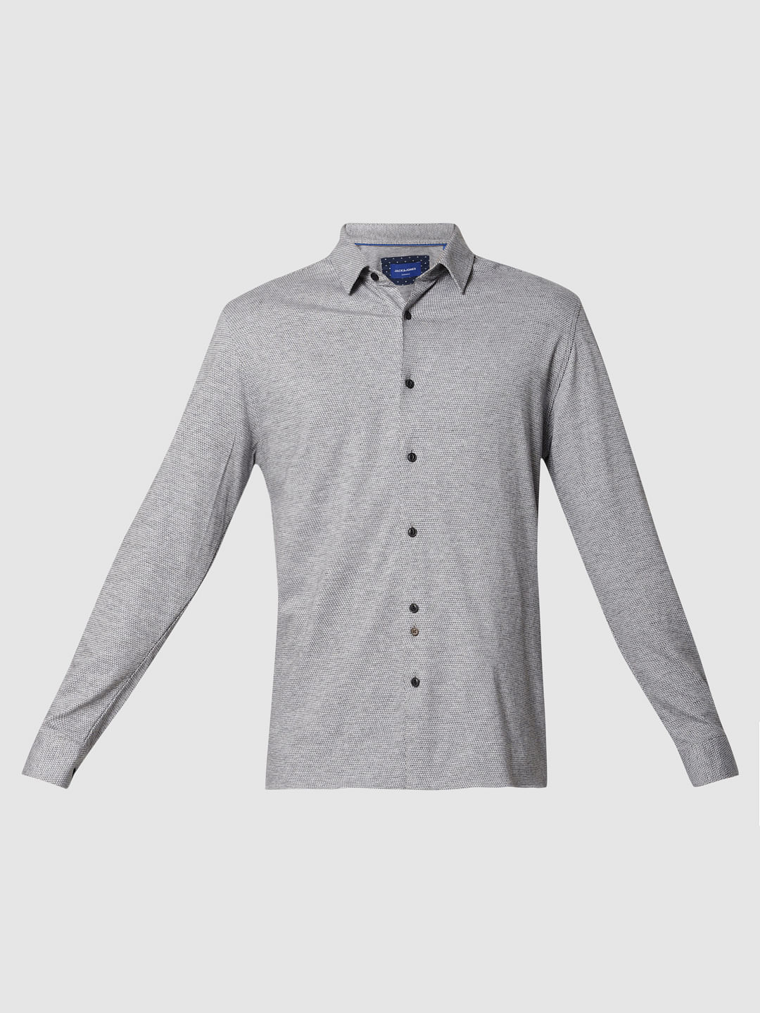 Grey Jacquard Full Sleeves Shirt