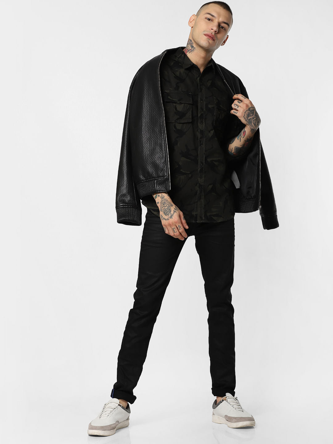 Green Camo Print Full Sleeves Shirt - S