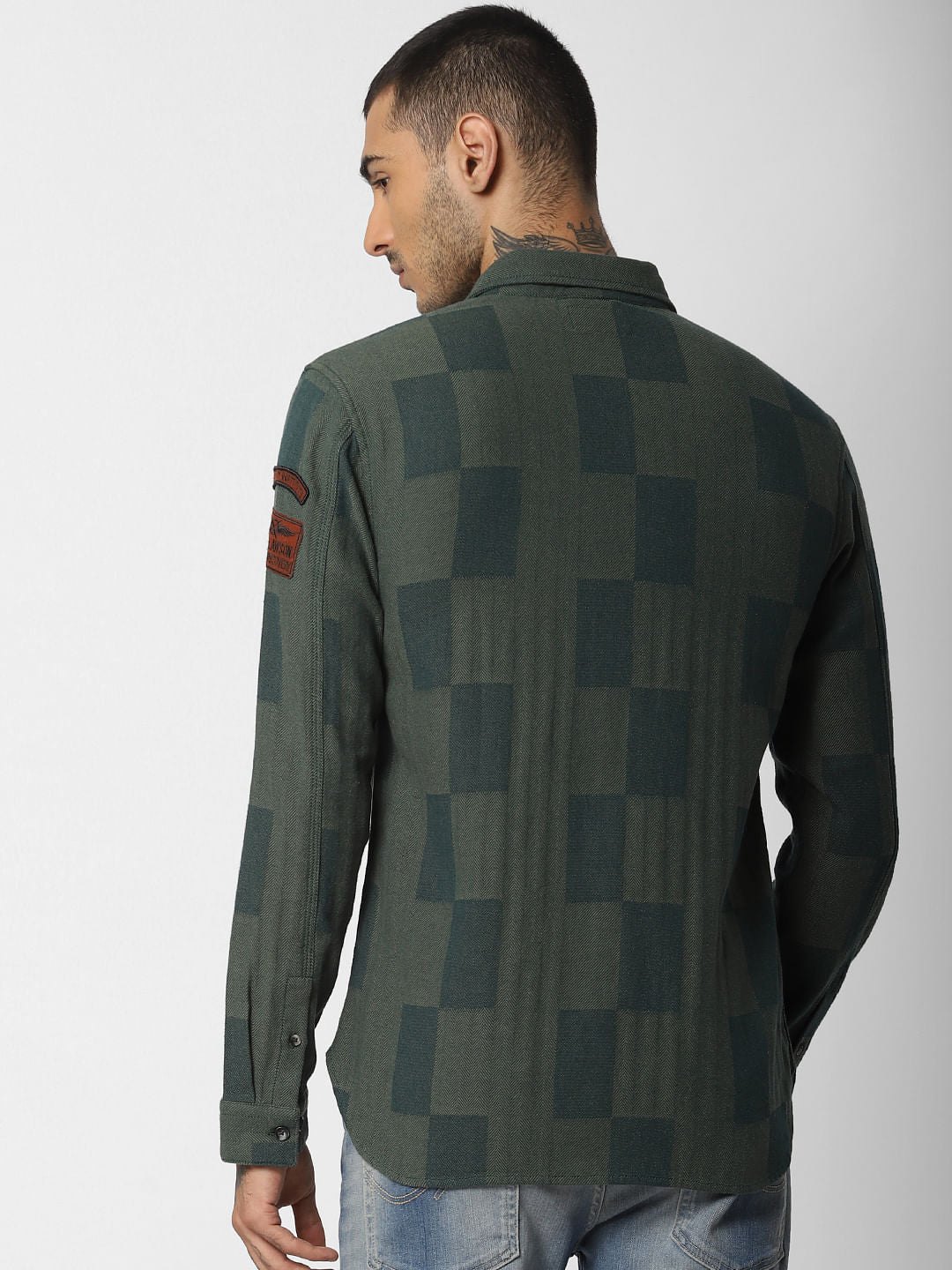 Green Check Full Sleeves Shirt
