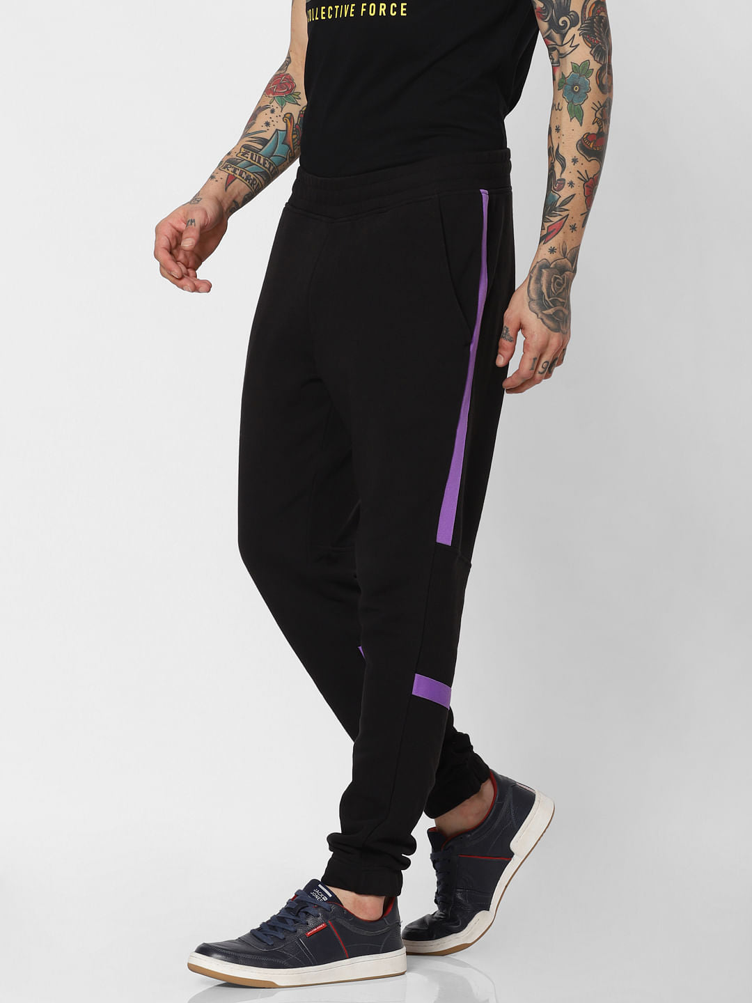 Black Tape Detail Sweatpants