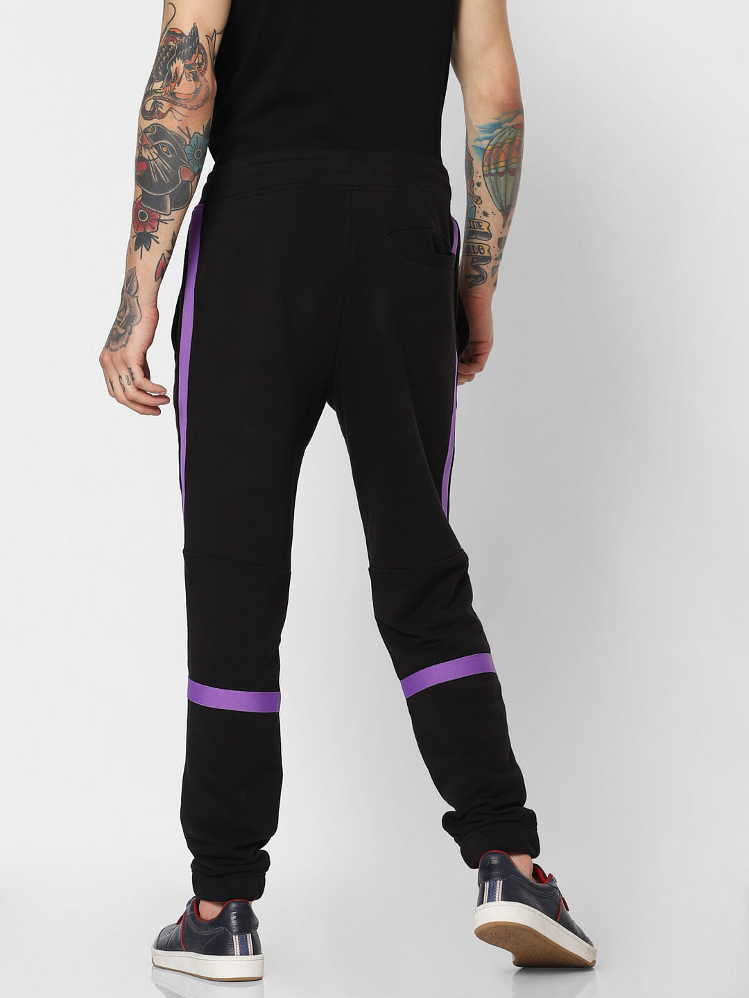 Black Tape Detail Sweatpants