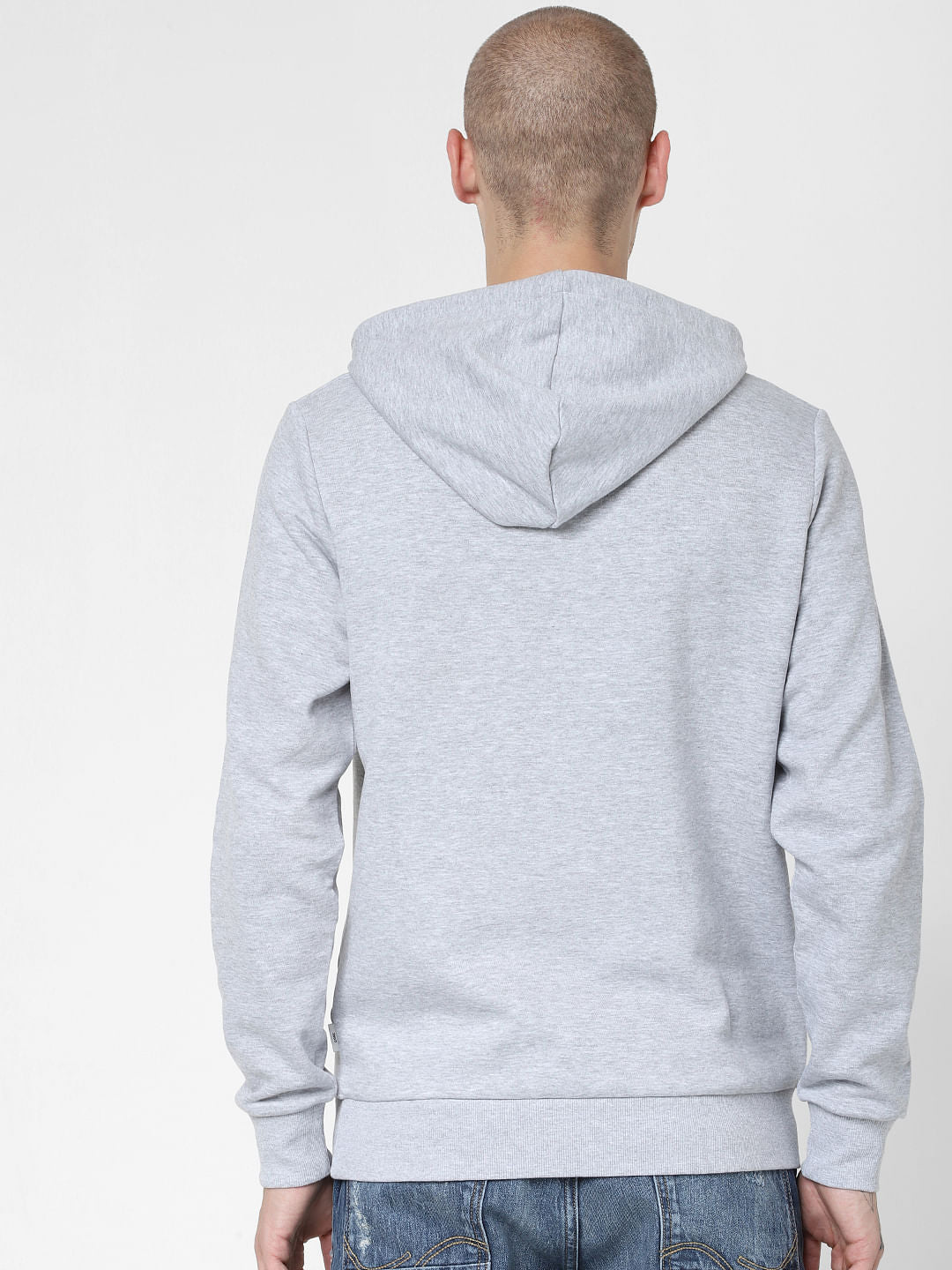 Light Grey Graphic Print Hooded Sweatshirt