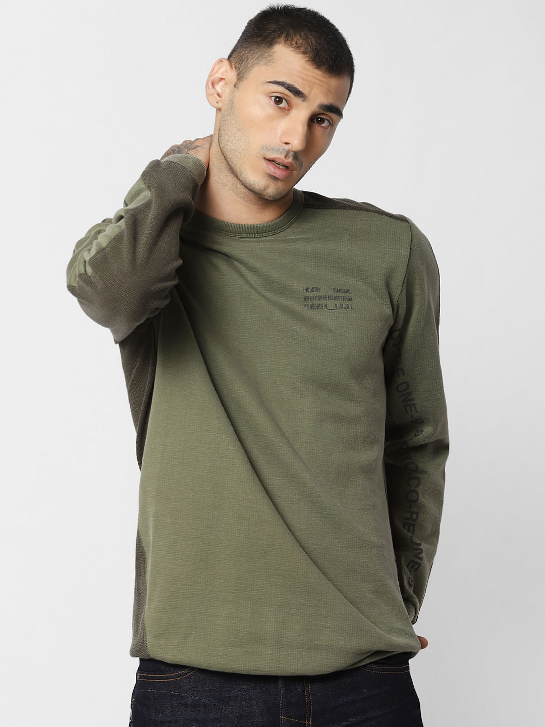 Green Two-Toned Sweatshirt