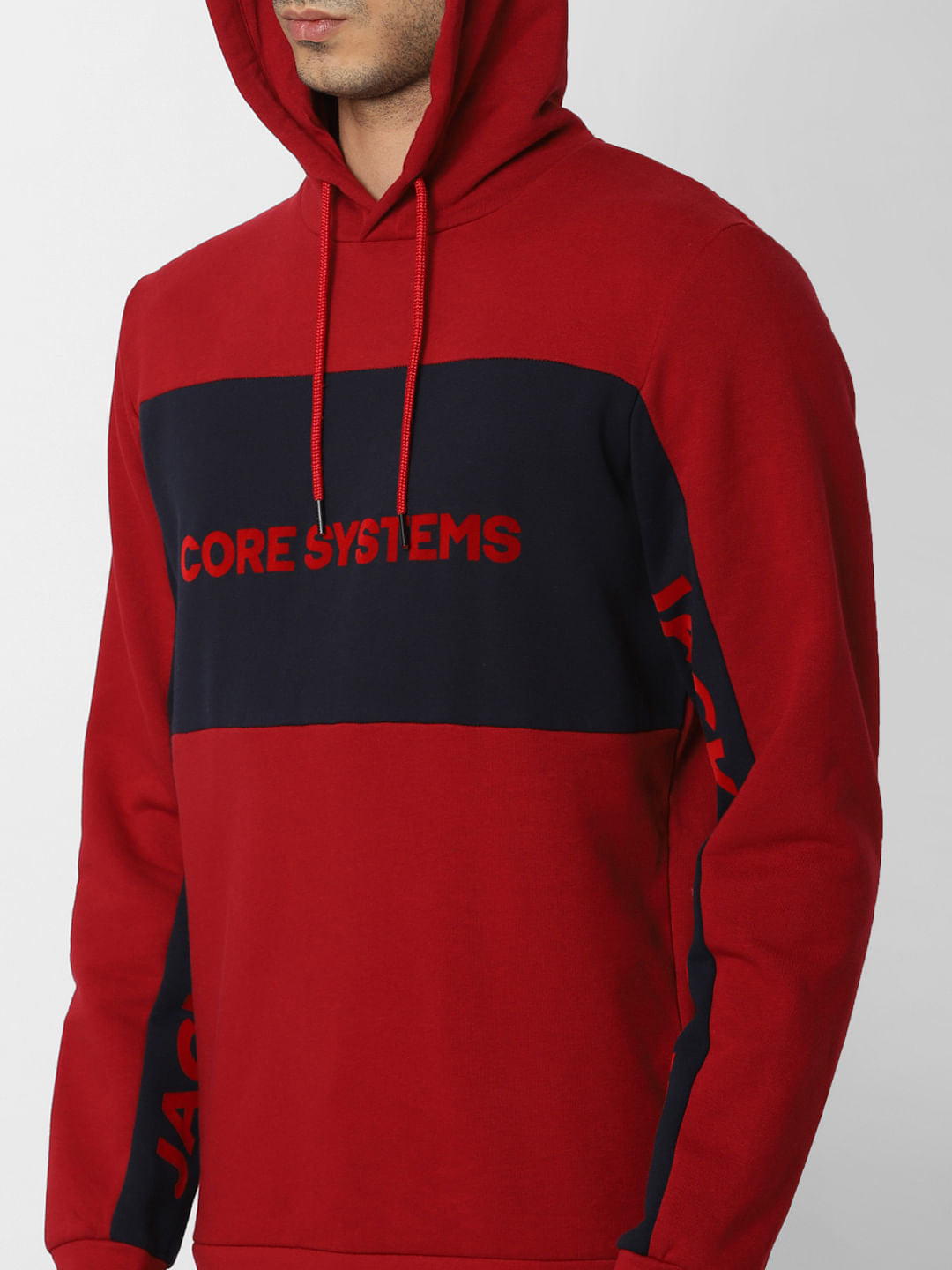 Red Logo Print Hooded Sweatshirt