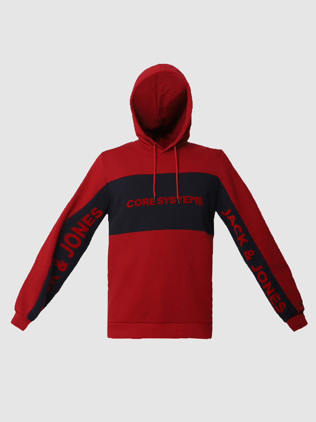 Red Logo Print Hooded Sweatshirt