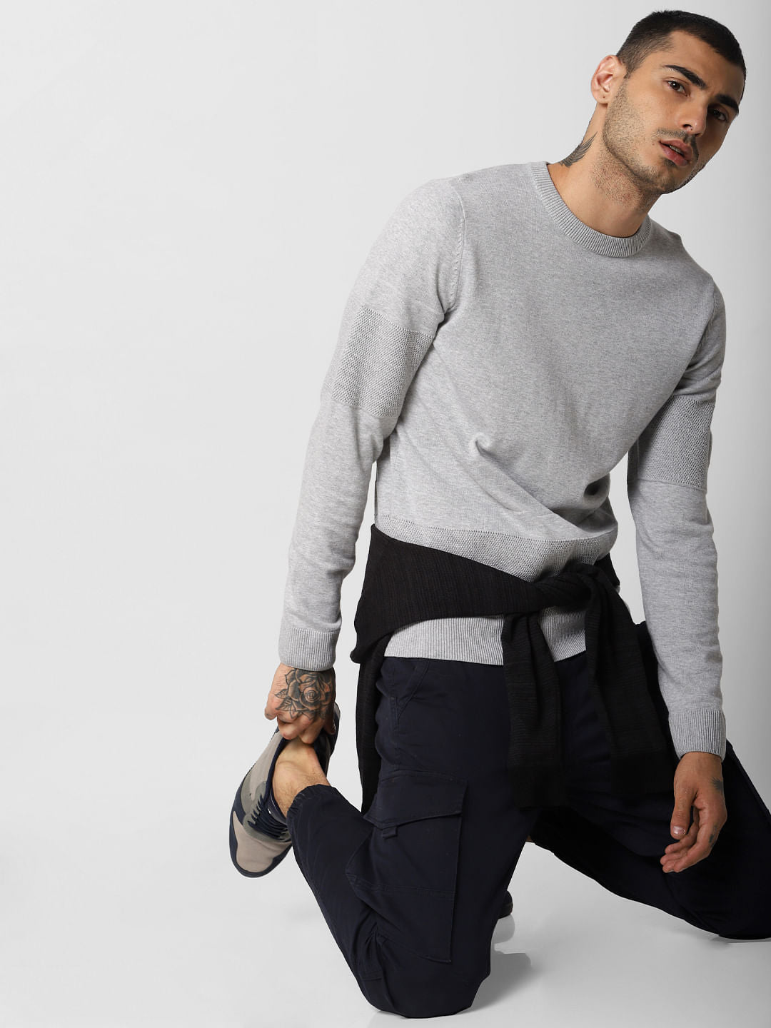 Light Grey Logo Print Pullover