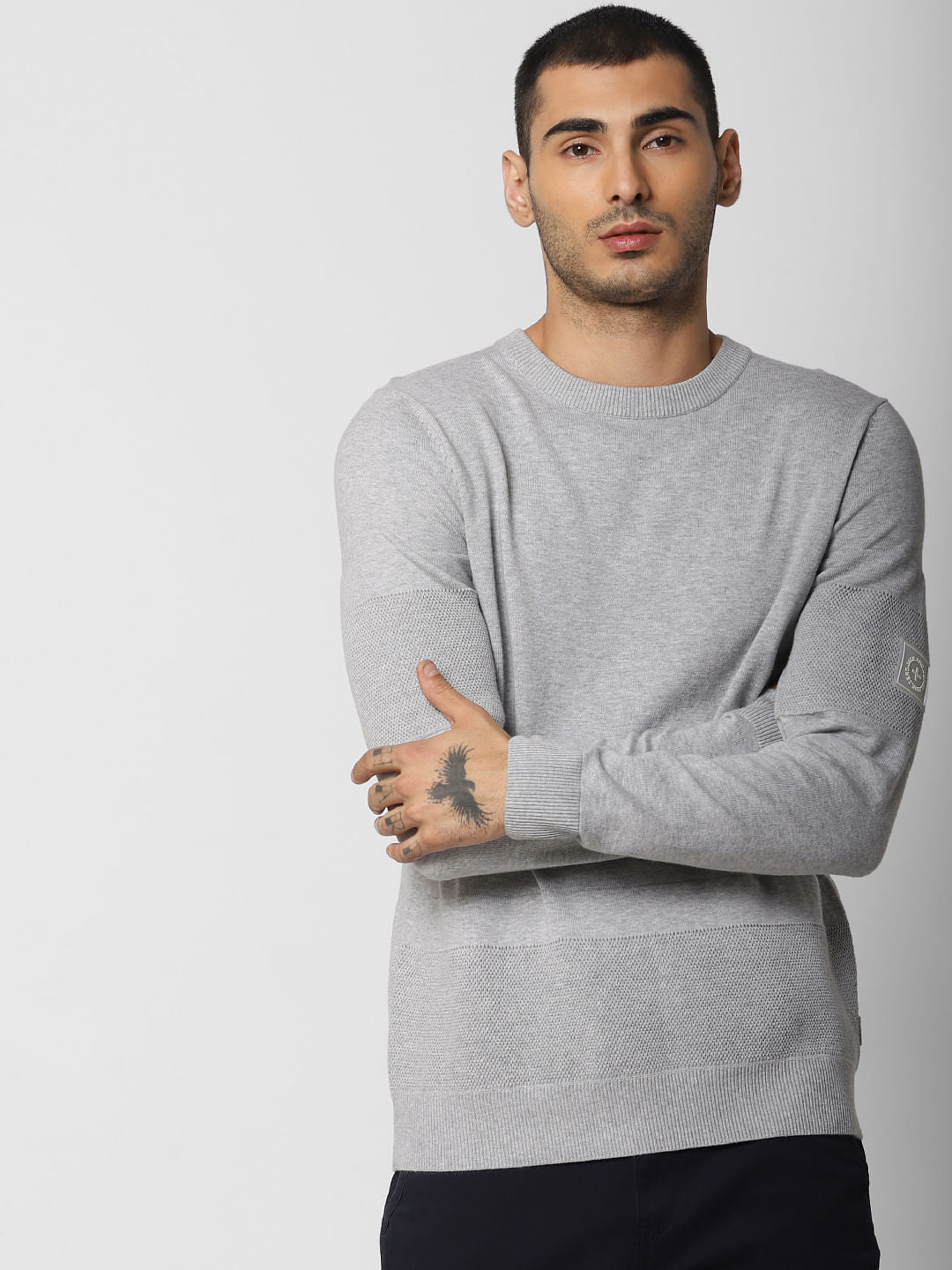 Light Grey Logo Print Pullover