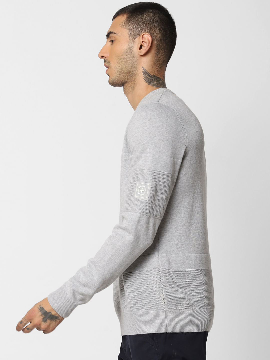 Light Grey Logo Print Pullover